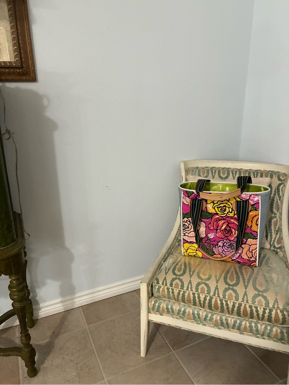 Consuela Floral Multicolor Tote with Lime Interior